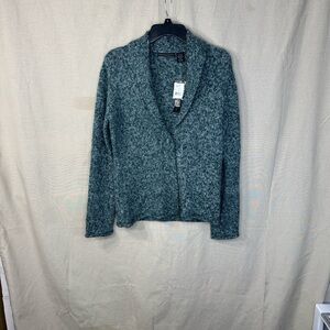 Preswick & Moore Cardigan Teal‎ Heathered Wool-Blend in Size  PL  NWT